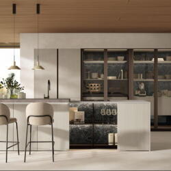 Argyrou Kitchens Larnaca Modern Italian Kitchen By Lube Brera Veneered Light Oak And Vetro Glass